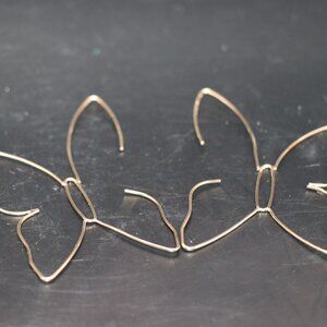 Kennedy Sue Gold Tone Wire Butterfly Earrings